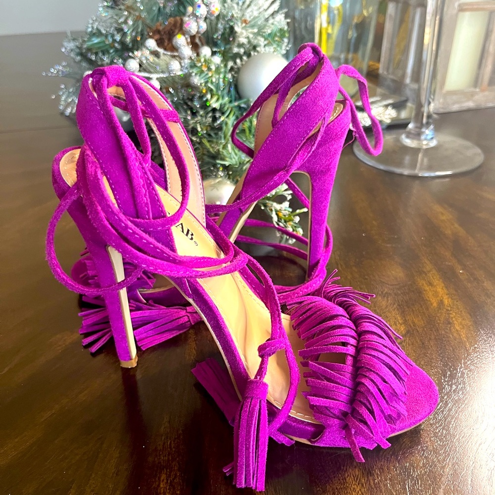 JustFab Heeled Tasseled Sandals